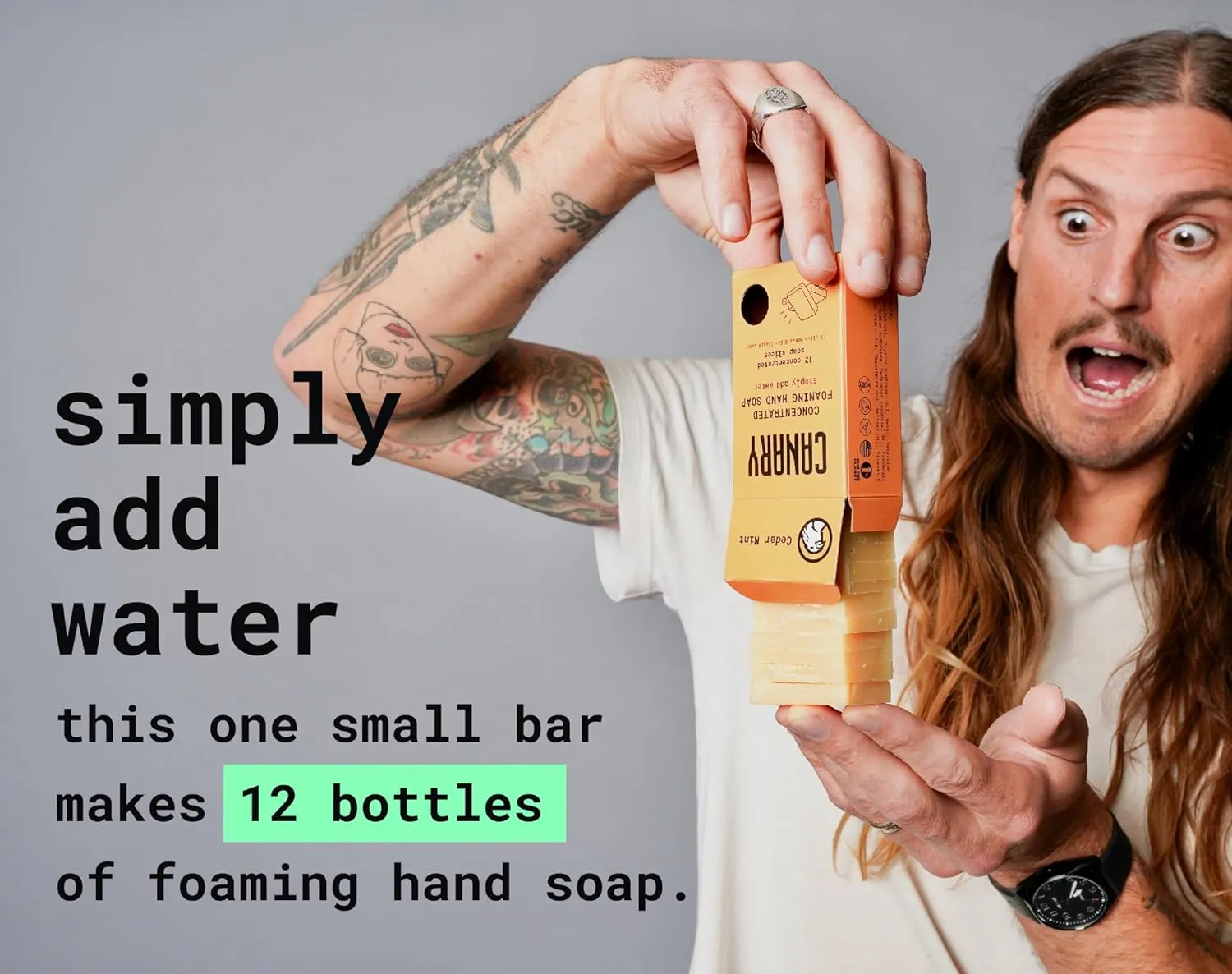 Canary Foaming Hand Soap Bars Kit - Refillable Zero Waste Hand Wash Concentrate with Coconut Oil - All Natural, Moisturizing, Organic, Non Toxic, Makes Liquid Handsoap, Cedar Mint, 24 Slices