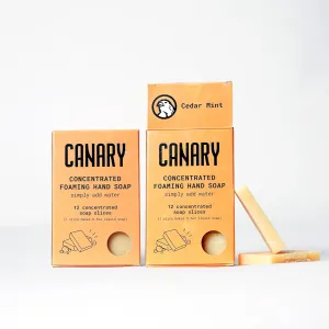 Canary Foaming Hand Soap Bars Kit - Refillable Zero Waste Hand Wash Concentrate with Coconut Oil - All Natural, Moisturizing, Organic, Non Toxic, Makes Liquid Handsoap, Cedar Mint, 24 Slices