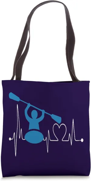 Canoe Kayak Heartbeat River Lake Kayaking Lover Design Tote Bag