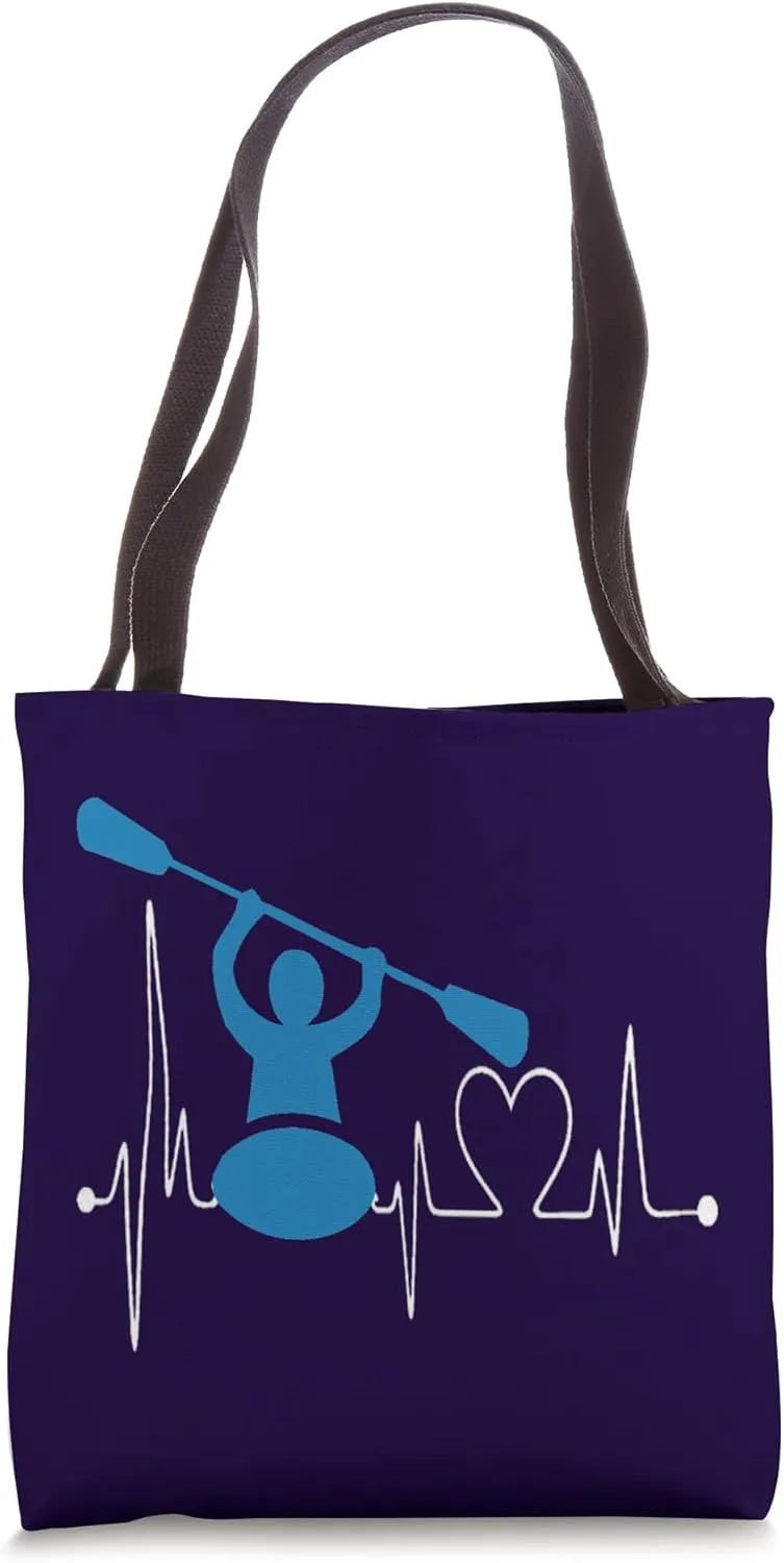Canoe Kayak Heartbeat River Lake Kayaking Lover Design Tote Bag