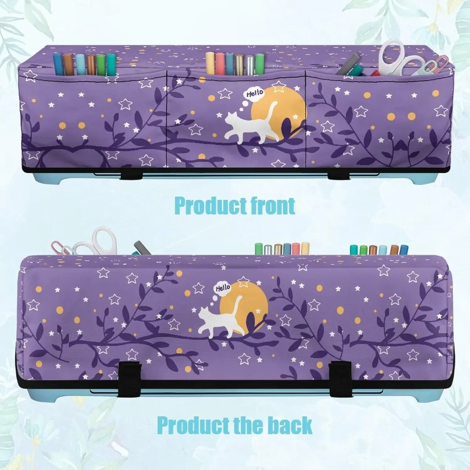 Cat Leaf Carrying Case Cover for DIY Cutting Machine Waterproof Elastic Cutting Machine Accessories Dust Cover Carrying Bag with Pockets Universal Fit