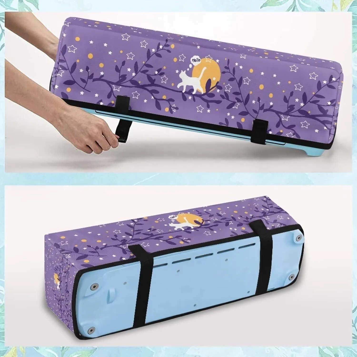 Cat Leaf Carrying Case Cover for DIY Cutting Machine Waterproof Elastic Cutting Machine Accessories Dust Cover Carrying Bag with Pockets Universal Fit