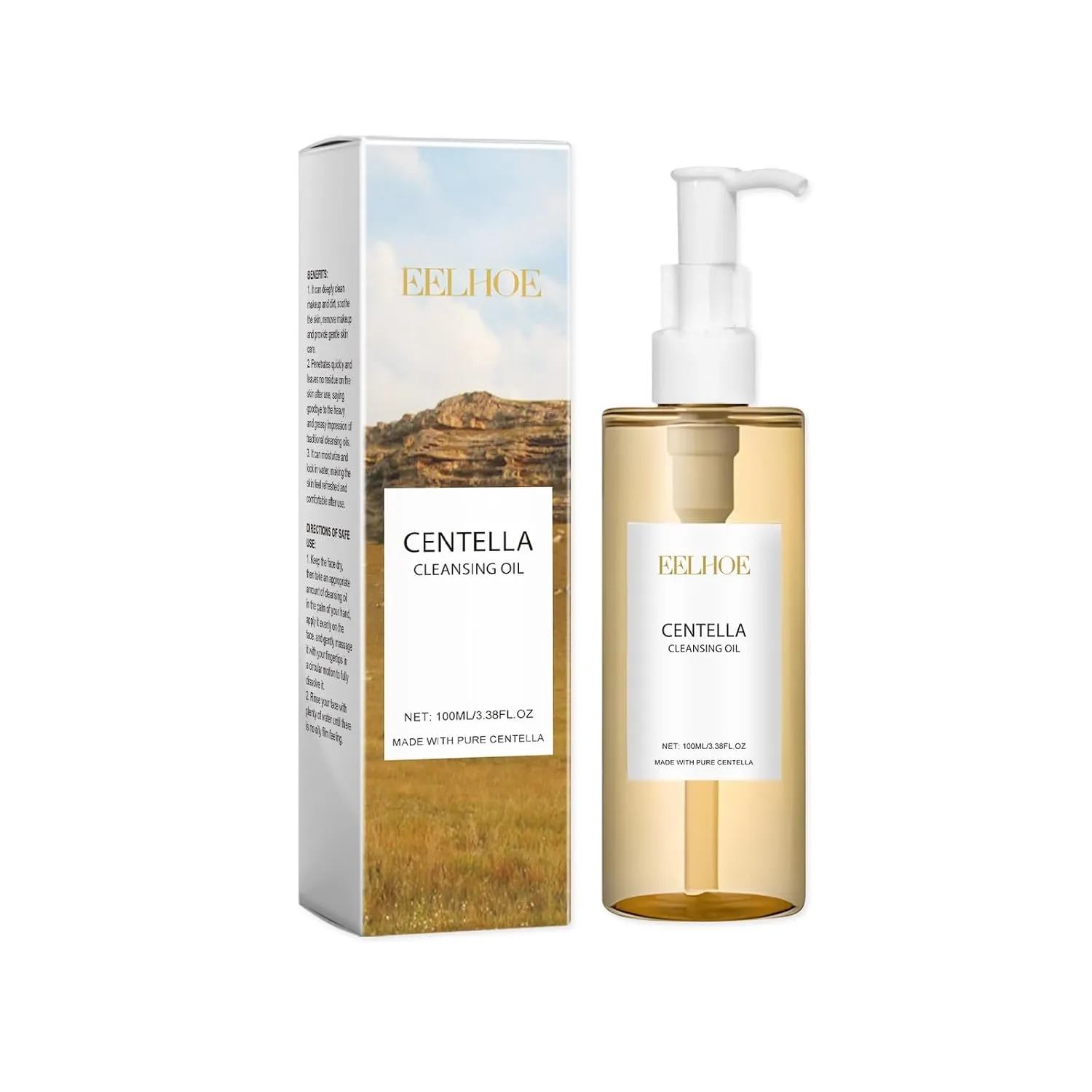 Centella Lightweight Cleansing Oil with Vitamin E - Fast Emulsifying Makeup Remover, Hydrates & Protects Skin Barrier, Non-Dry Formula for Sensitive/Dry Skin​, 3.38 fl oz