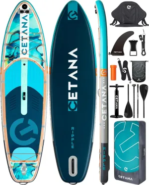 CETANA 11'6×35" Extra Wide Stand Up Paddle Board for Adults & Youth, 400lb Capacity Inflatable Paddle Board, Sup for 2 1 Person with Removable US Fin, 100L Backpack, Floating Paddle, Safety Leash