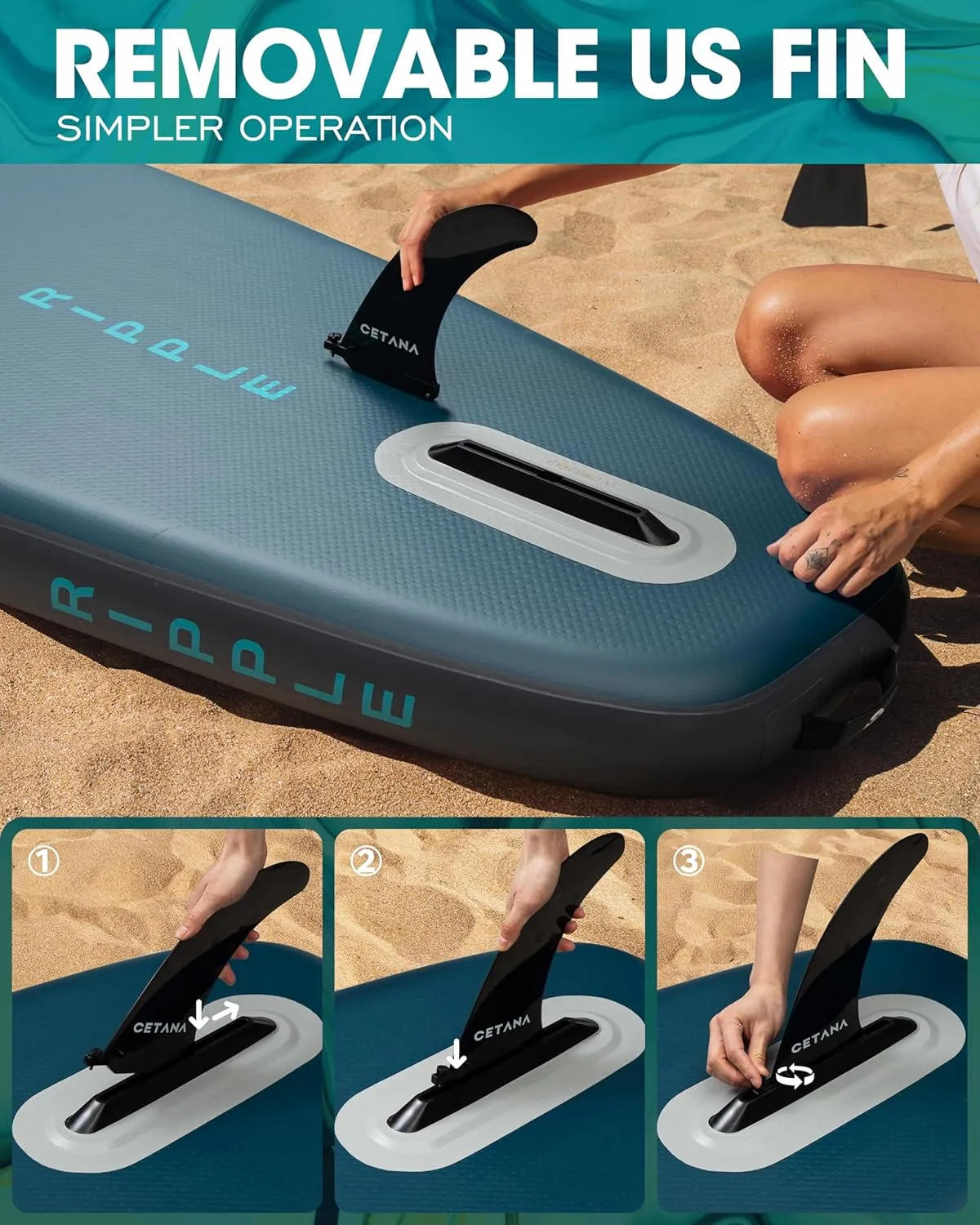 CETANA 11'6×35" Extra Wide Stand Up Paddle Board for Adults & Youth, 400lb Capacity Inflatable Paddle Board, Sup for 2 1 Person with Removable US Fin, 100L Backpack, Floating Paddle, Safety Leash