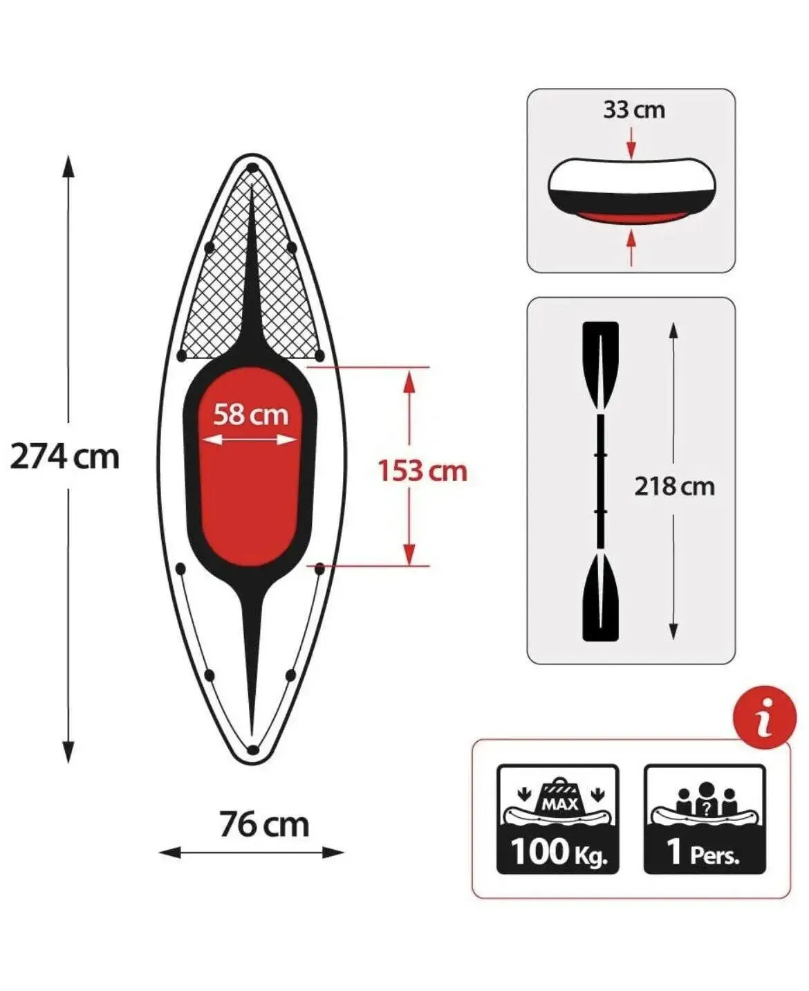 Challenger Inflatable 1 Person Kayak with Paddles & Pump