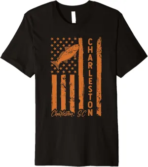 Charleston SC for Redfish Fishing Fishermen USA Flag Premium T-Shirt