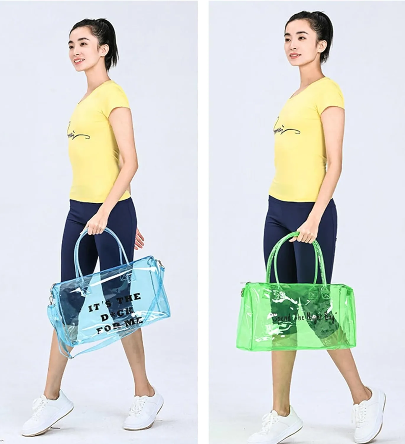 Clear Gym Bag for Women Clear Sports Duffel Bag Jelly Tote Bag Workout Bag Carry-All Shoulder Candy Colors Waterproof Travel Swim