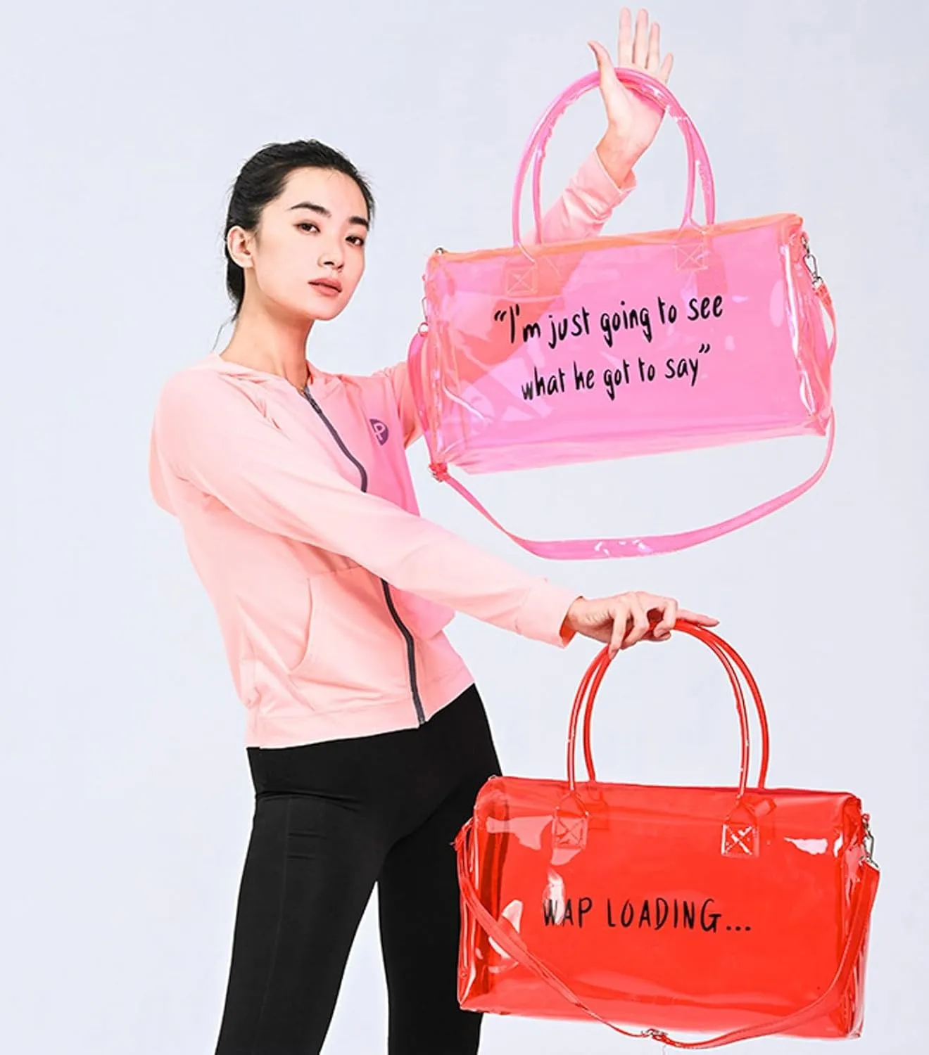 Clear Gym Bag for Women Clear Sports Duffel Bag Jelly Tote Bag Workout Bag Carry-All Shoulder Candy Colors Waterproof Travel Swim