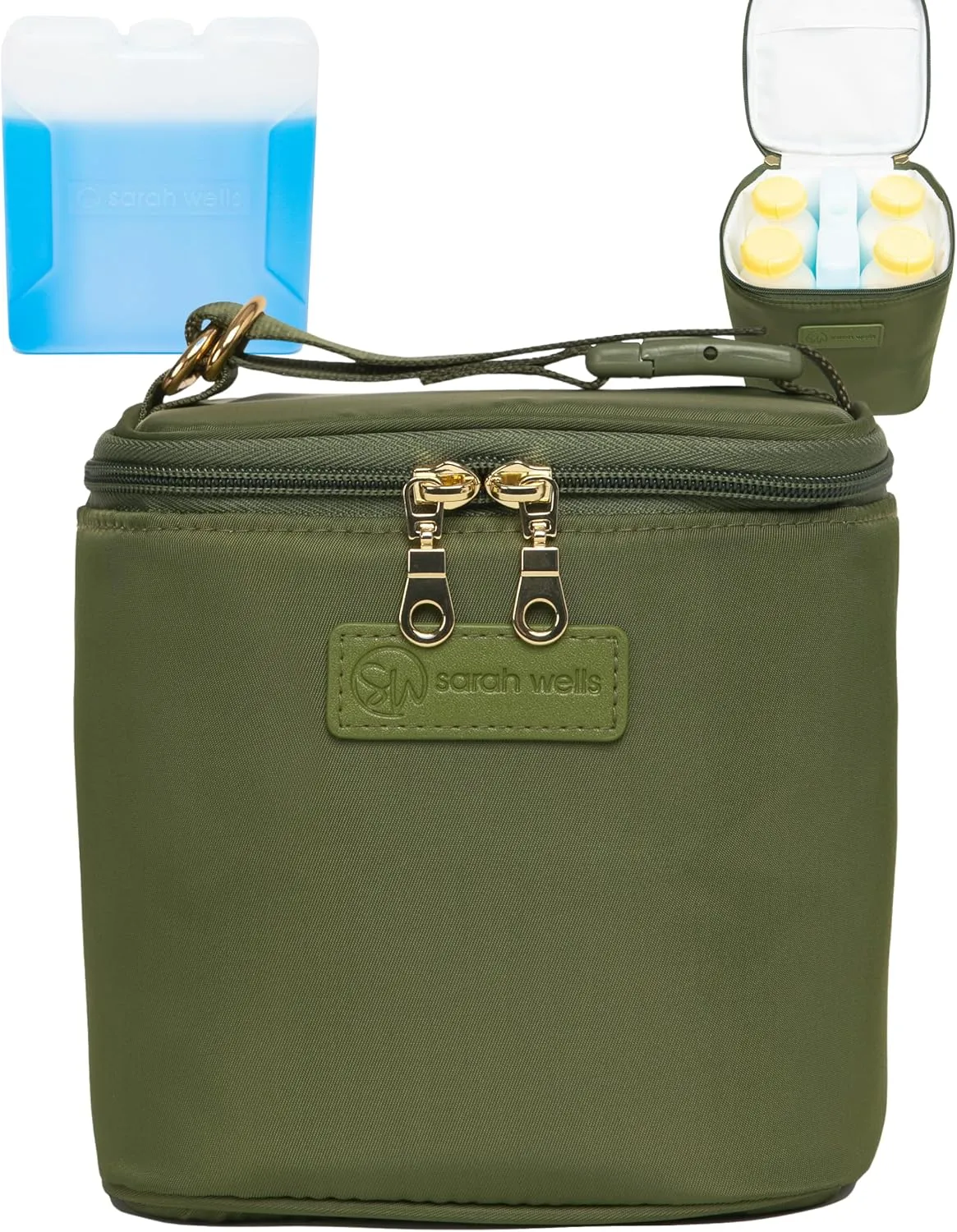 Cold Gold Breastmilk Cooler Bag with Safety Tested Ice Pack – Insulated Milk Storage for Work, Travel & Daycare – Fits Bottles & Pump Parts – Durable, Washable, Safety-Tested Cooler for Moms (Olive)