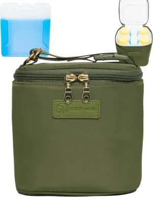 Cold Gold Breastmilk Cooler Bag with Safety Tested Ice Pack – Insulated Milk Storage for Work, Travel & Daycare – Fits Bottles & Pump Parts – Durable, Washable, Safety-Tested Cooler for Moms (Olive)
