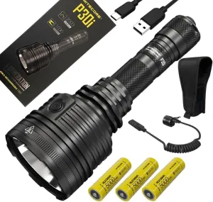 Combo: NITECORE P30i USB-C Rechargeable High Output Searchlight w/2x Extra NL2150HPi