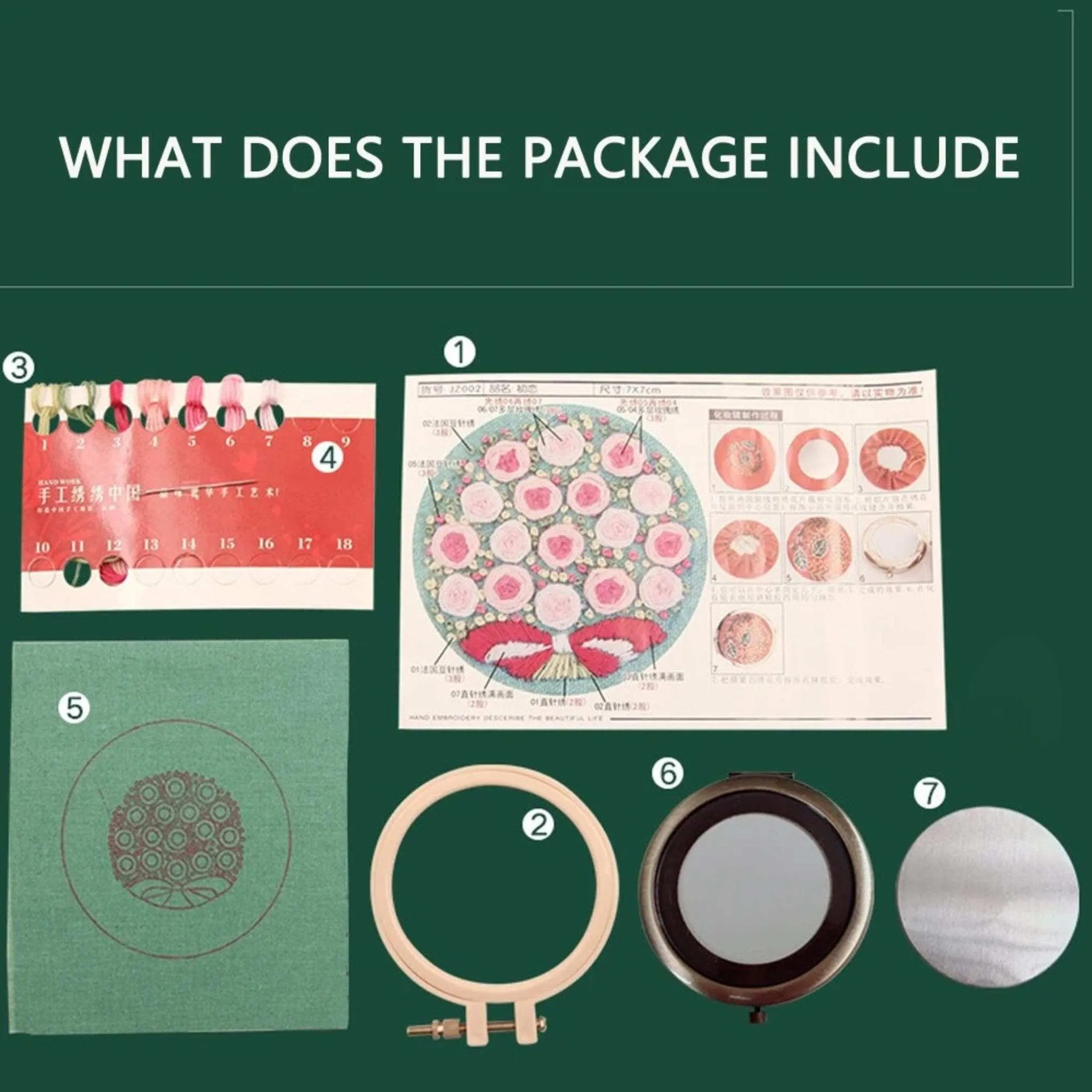Compact Handbag Mirror Embroidery Kits DIY Beginner Embroidery Kit Adults Cross Stitch Craft Gift Idea