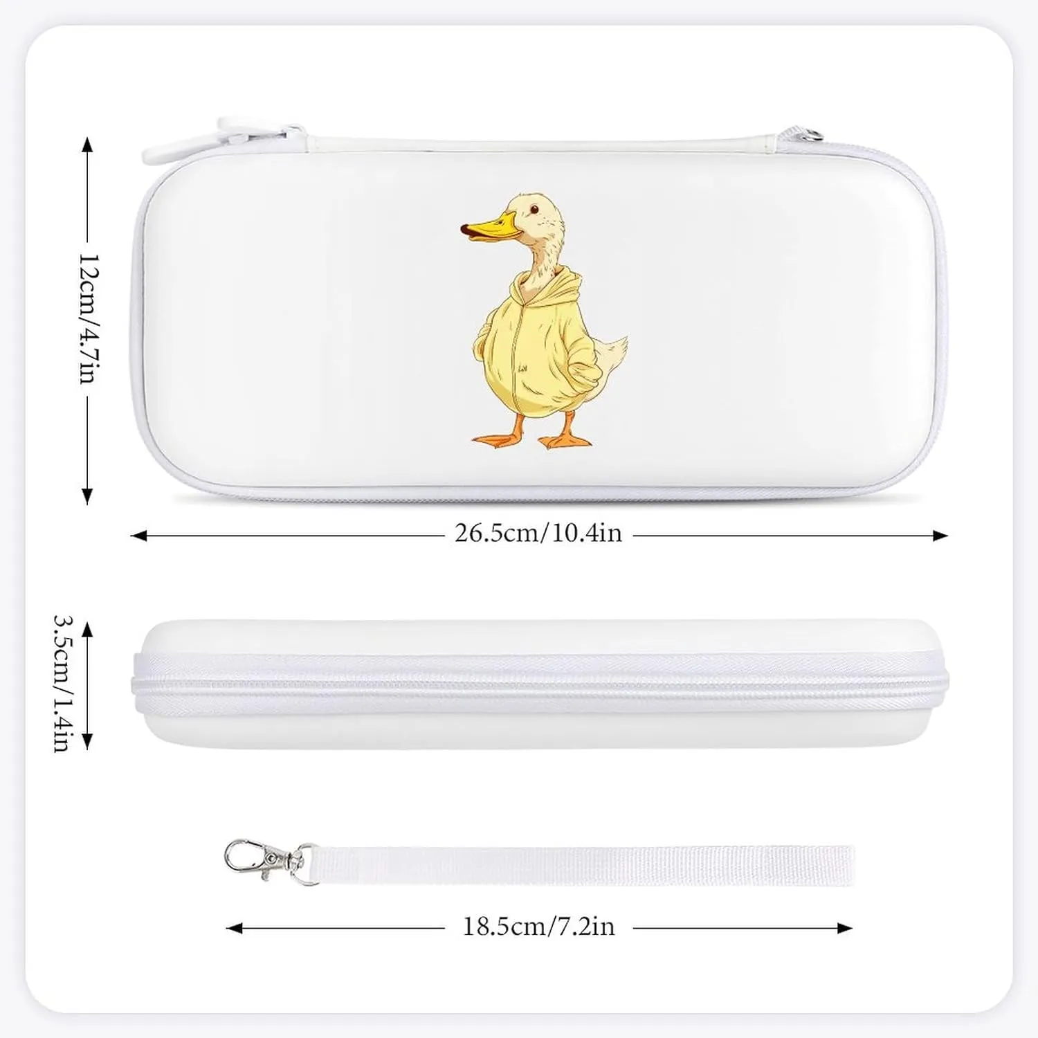 Cool Duck in Sweatshirt Hard Shell Travel Case with Rope 15 Game Card Pockets Compatible with Switch Protective