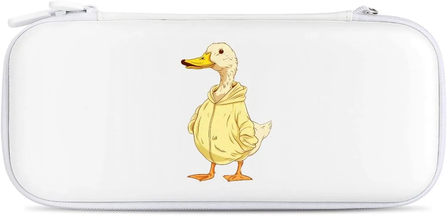 Cool Duck in Sweatshirt Hard Shell Travel Case with Rope 15 Game Card Pockets Compatible with Switch Protective