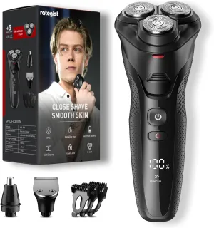 Cordless Electric Razor for Men: 3-in-1 Shaver for Beard/Nose/Sideburns - IPX7 Waterproof Travel Kit - Turbo Speed & Precision Blades