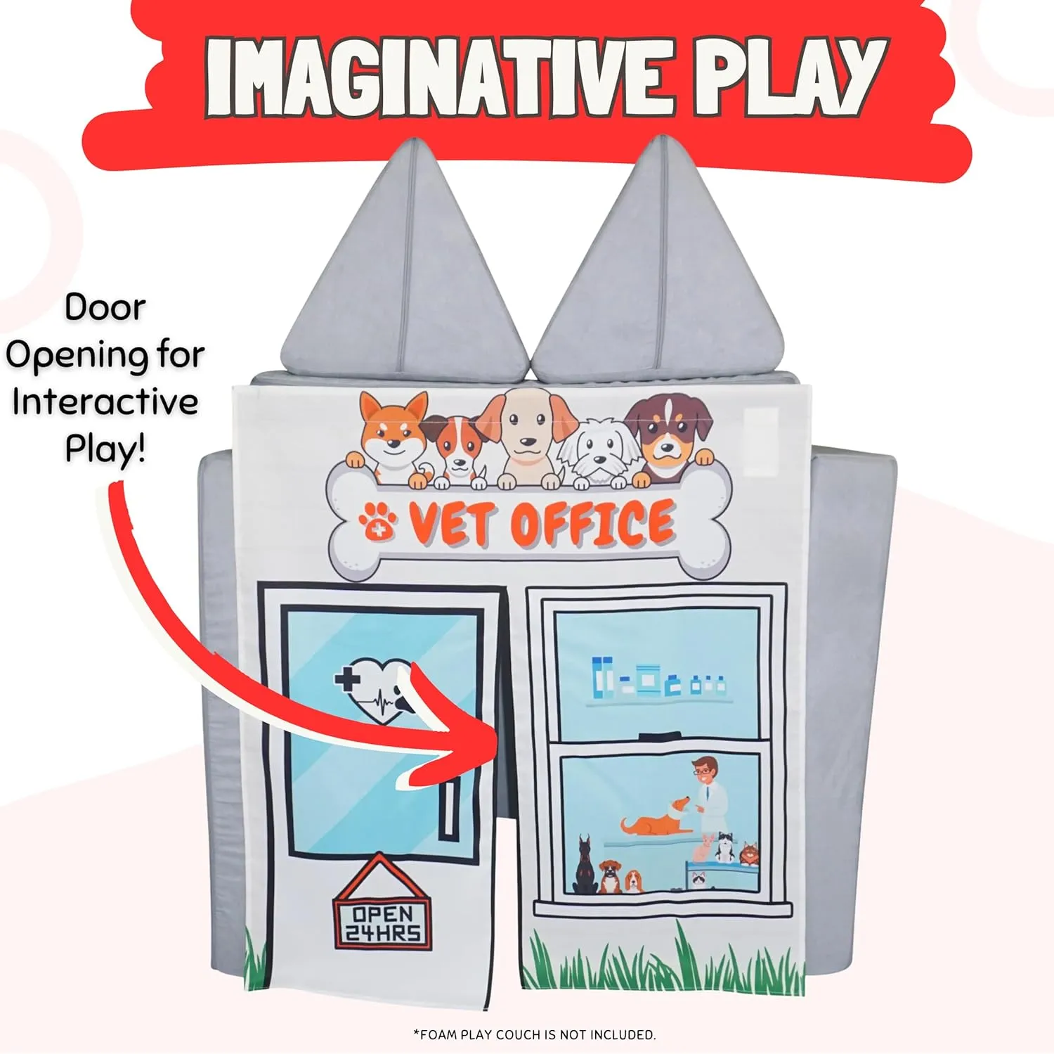Couch Swag Play Panel for Childrens Foam Sofa Kids Couch (Vet Office)