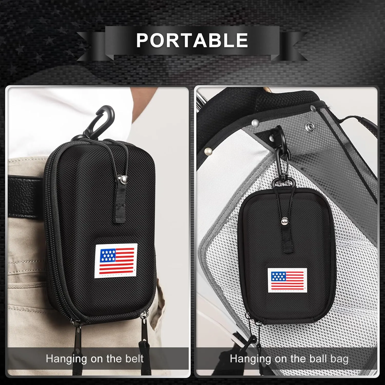 Craftsman Golf Rangefinder Case USA Flag Hard Shell for Tectectec Callaway, Universal Range Finder Carry Bag