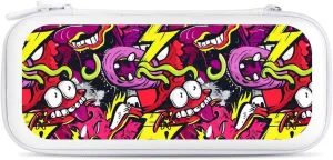Crazy Graffiti Psychedelic Hard Shell Travel Case with Rope 15 Game Card Pockets Compatible with Switch Protective