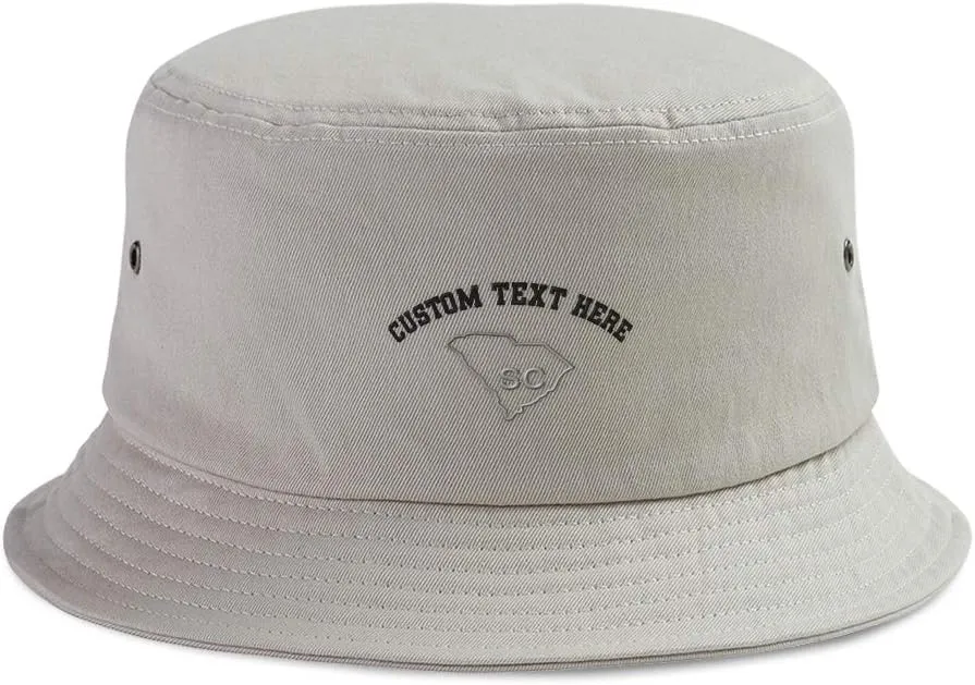 Custom Bucket Apparel Hat South Carolina State Map Sc Embroidery for Men & Women