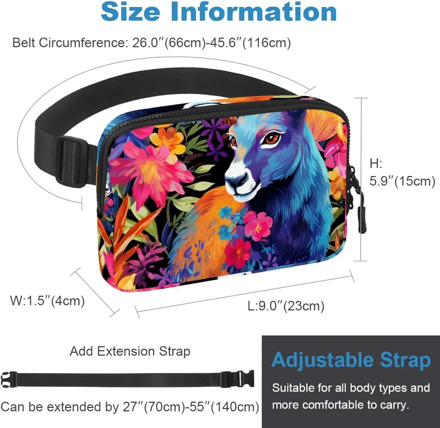 Cute Kangaroo-1672 Crossbody Fanny Pack for Men&Women,Belt Bag for Travel Casual Walking Running Hiking Cycling