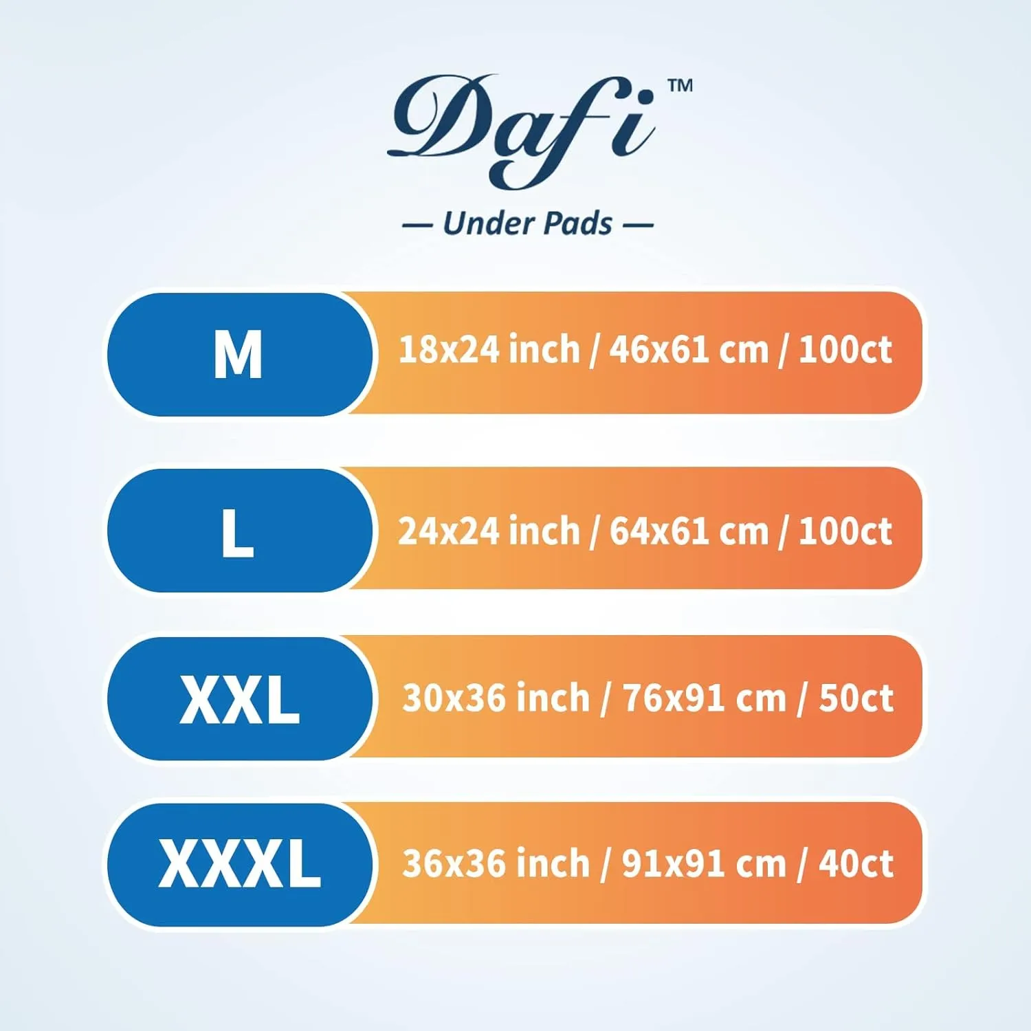 DAFI Disposable Bed Pads Extra Large 30”x 36”(50 Count) Adult Incontinence Underpads, Effective Odor Control Pee Pads, Chucks Pads, Super Absorbent Protection for Elderly, Adults, Baby