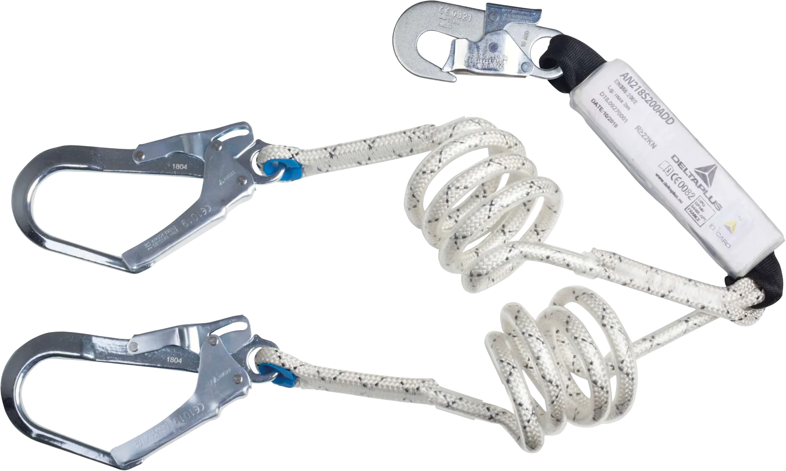 Delta Plus SPIRAL AN218S200ADD Double Energy-Absorbing Lanyard  – 2m