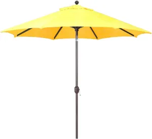 Deluxe Auto Tilt Market Umbrella, 9ft - Outdoor Patio, Deck, Pool, Backyard Stand Alone Umbrella - Octagon, Heavy Duty w/Bronze Frame & Sunbrella Fabric (Buttercup)
