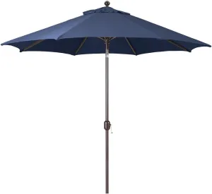 Deluxe Auto Tilt Market Umbrella, 9ft - Outdoor Patio, Deck, Pool, Backyard Stand Alone Umbrella - Octagon, Heavy Duty w/Bronze Frame & Sunbrella Fabric (Navy)