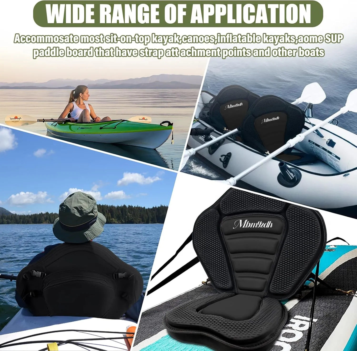 Deluxe Padded Kayak Seats 2 Pack - Premium Shockproof Seats with Back Support for Kayaking, Canoeing, Fishing, Paddle Boarding - Comfort, Versatility and Extra Storage