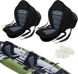 Deluxe Padded Kayak Seats 2 Pack - Premium Shockproof Seats with Back Support for Kayaking, Canoeing, Fishing, Paddle Boarding - Comfort, Versatility and Extra Storage