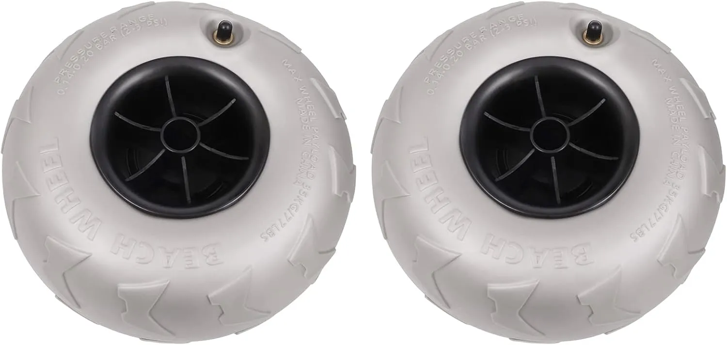 DHBREK 9" Replacement Balloon Wheels for Axle with 0.86-inch Diameter, Axle Hole 22mm Beach Sand Tires for Kayak Dolly Canoe Carts Buggy with Free Air Pump (2-Pack)
