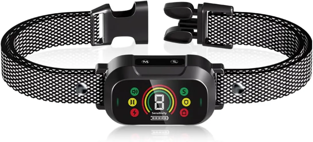 Dog Bark Collar Rechargeable Anti Bark Training Collar with 7 Modes 8 Adjustable Sensitivity Levels and Protection Mode IP67 Waterproof for Small Medium Large Dogs
