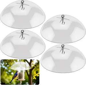Domensi 4 Pcs 10.2 Inch Plastic Bird Feeders Dome Cover for Hanging Hummingbird Feeder Weather Guard Protective Dome Squirrel Baffle for Bird Feeder Pole Covers(Clear)