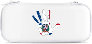 Dominican Republic Flag Palm Hard Shell Travel Case with Rope 15 Game Card Pockets Compatible with Switch Protective