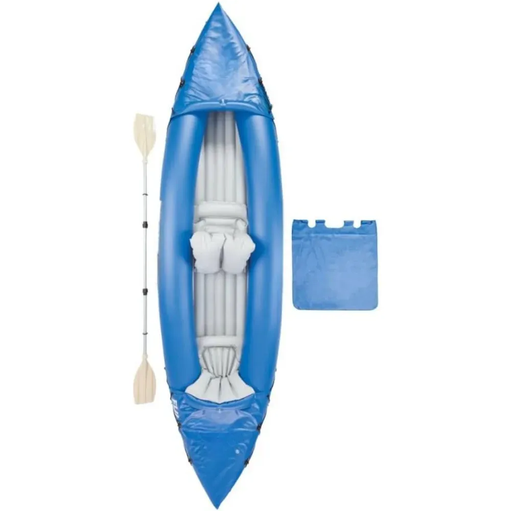 Double Inflatable Kayak with Non-Slip Paddle Set, 2-Person Capacity
