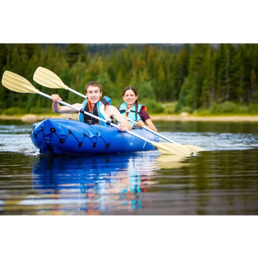 Double Inflatable Kayak with Non-Slip Paddle Set, 2-Person Capacity
