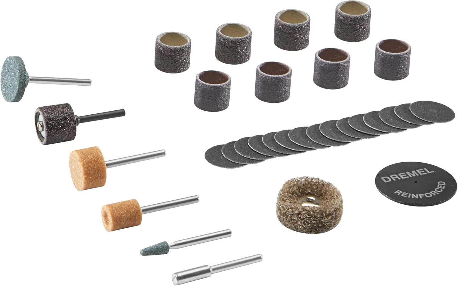 Dremel 727-01 Sanding & Grinding Rotary Tool Accessory Kit with Case, 31-Piece – Includes Grinding Stones, Sanding Bands, Cut-Off Wheel and Mandrel