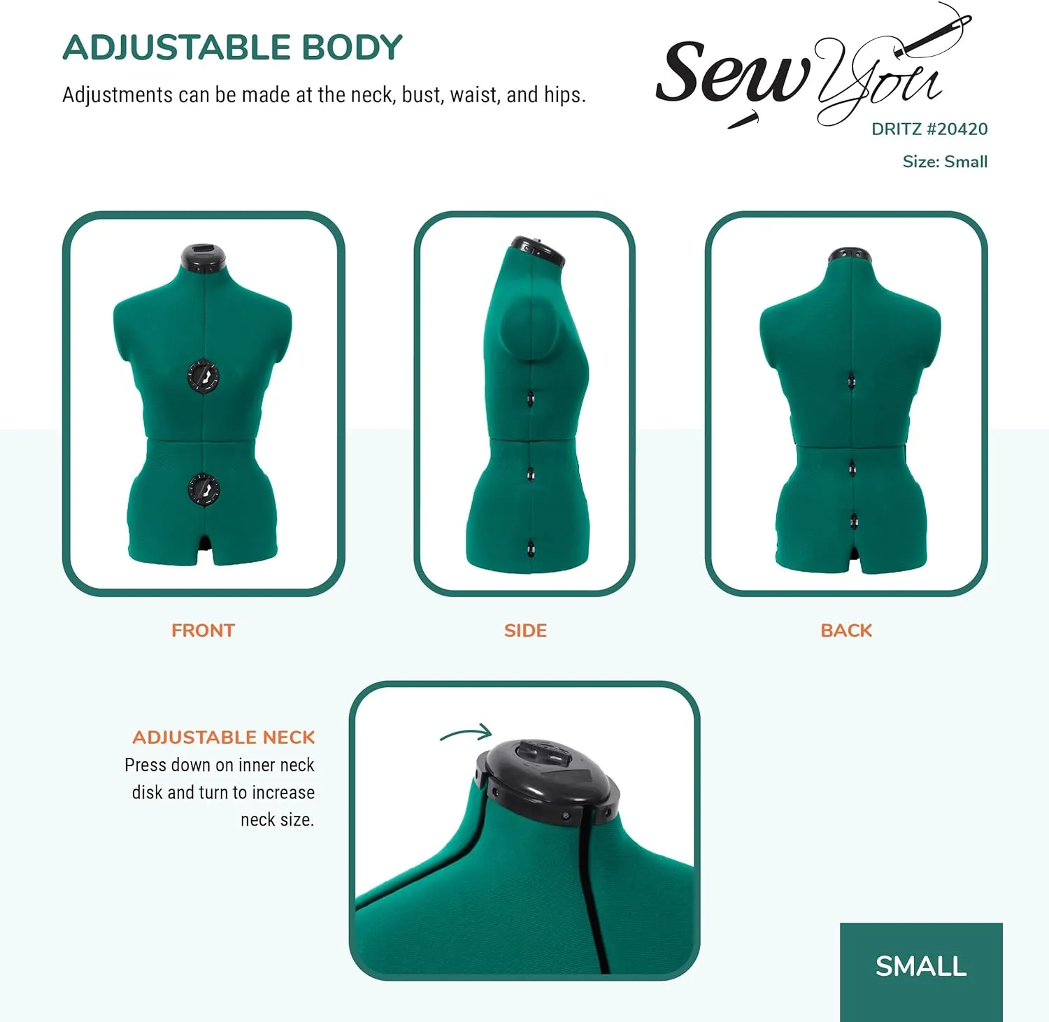 Dritz Sew You Adjustable Dress Form, Small