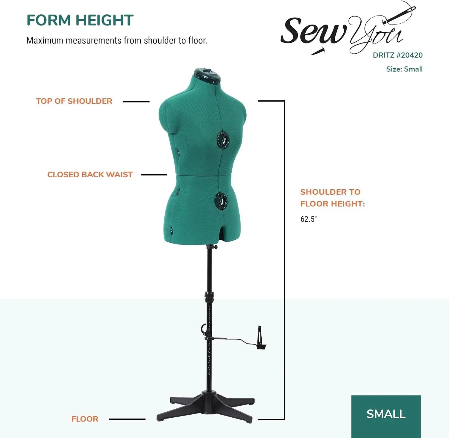 Dritz Sew You Adjustable Dress Form, Small