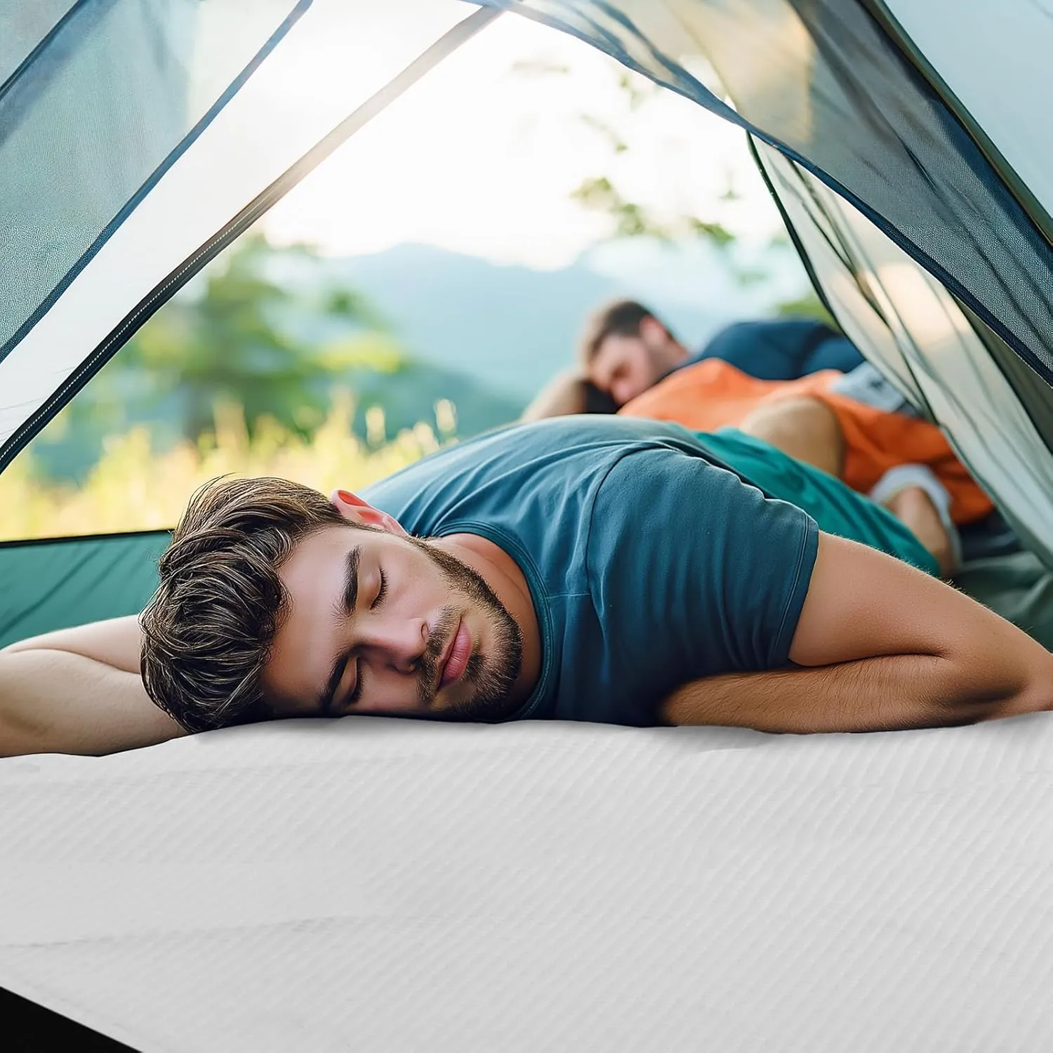 DUMOS Tri-Fold Camping Sleeping Pad, 3 inch Thick Portable Foam Mat for Outdoor Adventures, Hiking, Backpacking, and Tent Use– Lightweight, Waterproof, and Compact Foldable Mattress, 75"×38"×3", White