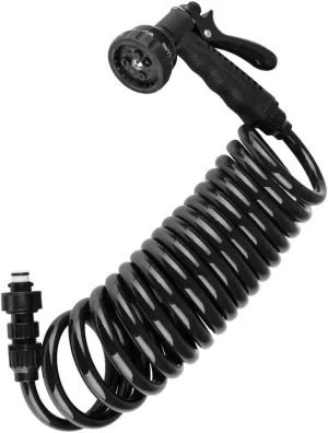 Dura Faucet DF-SA187-BK RV Exterior Quick Connect Sprayer with 7 Spray Settings and Coiled Hose Kit (Black)