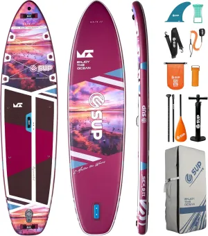 E SUP 11'6"x35" Extra Wide Inflatable Paddle Board, Wide Inflatable Sup Paddleboards for 450lb/3 People/Family/Beginner,Big Size w/Shoulder Strap,100L Backpack,Dual-Action Pump,All-Round Sup Board