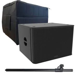 EAW RS118 1500W 18″ Powered Subwoofer, EAW Sub Cover, Speaker Pole Bundle