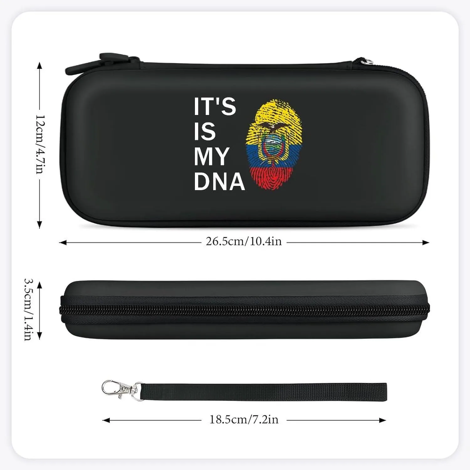 Ecuador It's is My DNA Hard Shell Travel Case with Rope 15 Game Card Pockets Compatible with Switch Protective