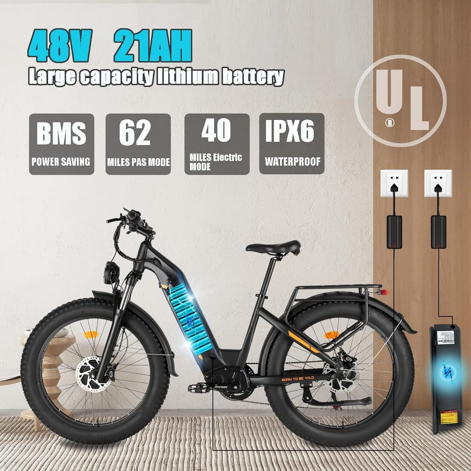 Electric Bike for Adults, Dual Motor AWD 2000W 35MPH Electric Bicycles, Removable Lithium Battery 48V/22.4AH, 21-Speed with Ignition Lock Hydraulic Disc Brake