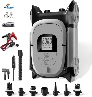 Electric Paddle Board Pump for Inflatable SUP, Kayak, Boats, UP to 60PSI Tire inflator Pump for Car, Bicycle, Motorcycle, Bike, Basketballs with DC 12V Car Power Connector (White)