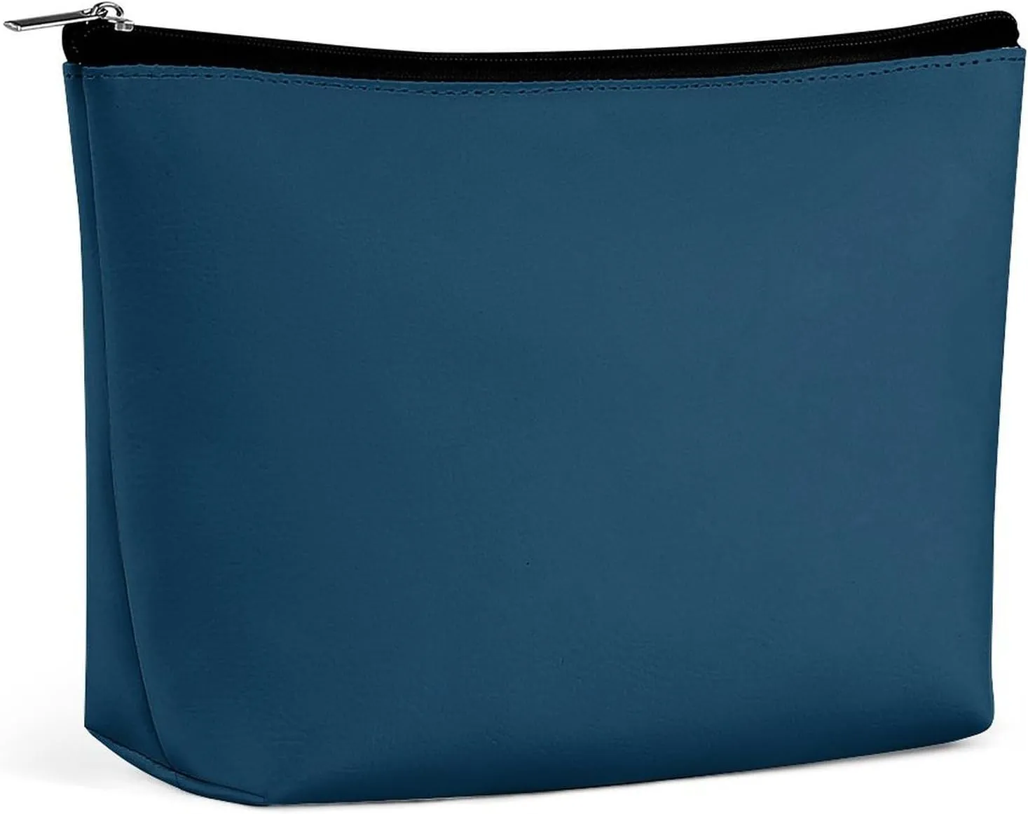 Elegant Makeup Bag, Dark Blue Solid Color Elegant Cosmetic Bag Large Capacity Pouch Portable Organizer for Men & Women