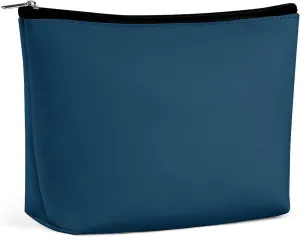 Elegant Makeup Bag, Dark Blue Solid Color Elegant Cosmetic Bag Large Capacity Pouch Portable Organizer for Men & Women