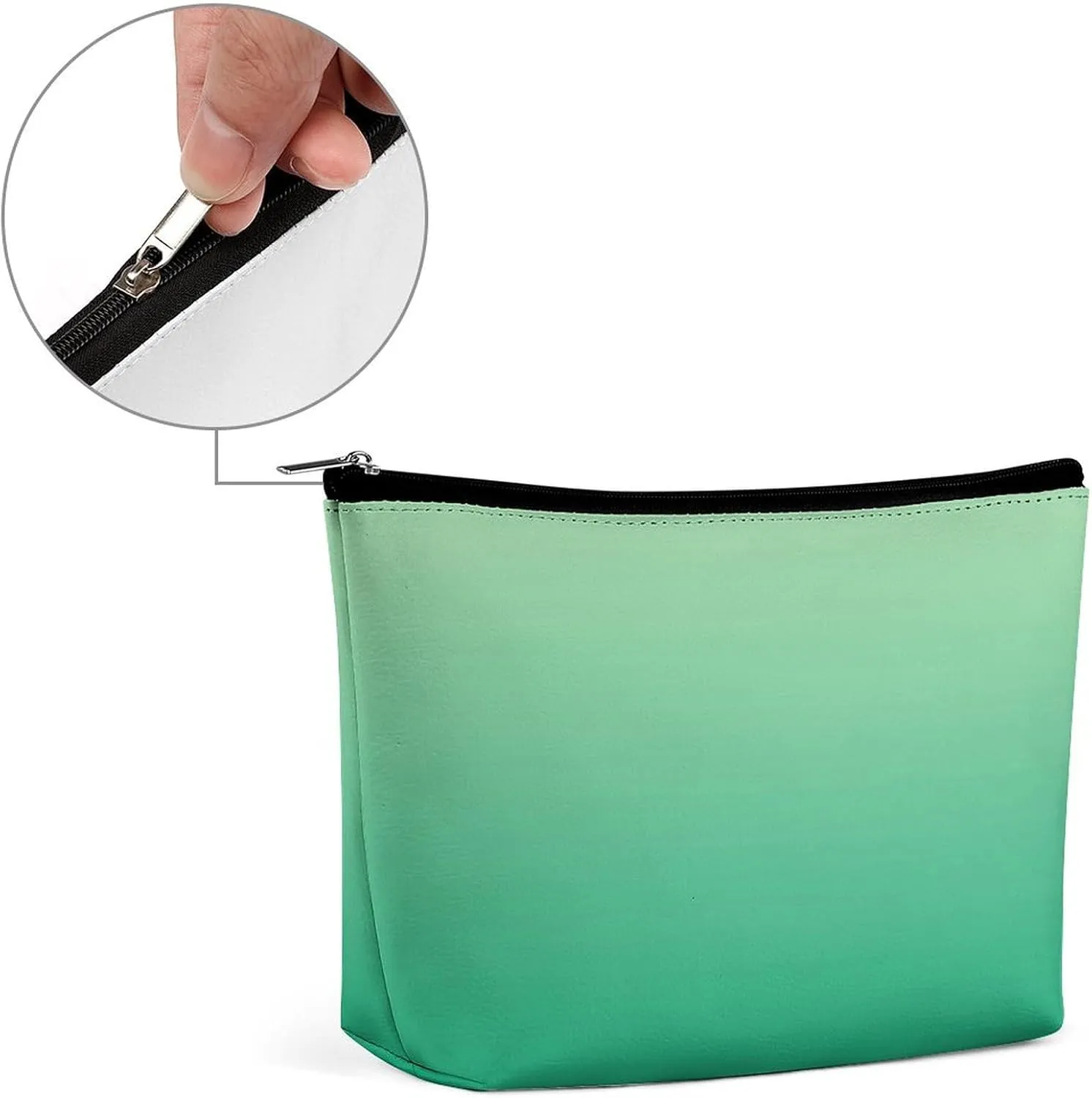 Elegant Makeup Bag, Dark Green Gradient Cosmetic Bag Large Capacity Pouch Portable Organizer for Men & Women